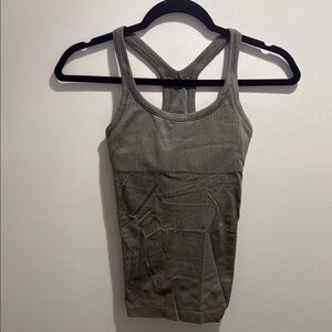 Lululemon Athletica Green Ribbed Fitted Sleeveless Tank Top